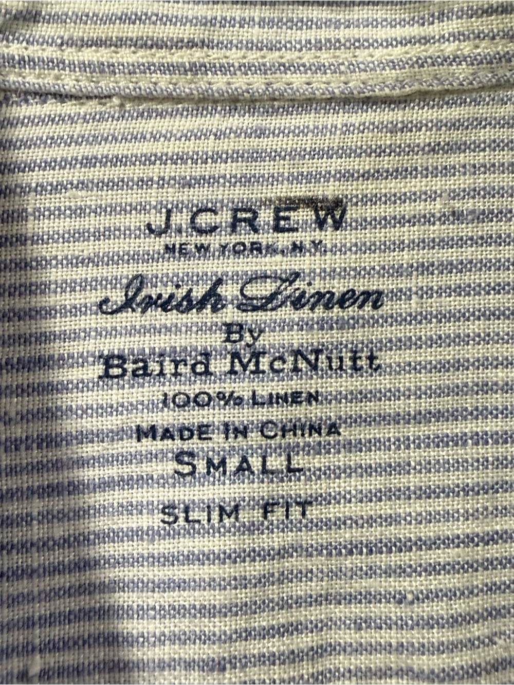 J Crew Shirt Mens Small Blue White Irish Linen Baird Mcnutt Slim Button Up - Picture 2 of 6